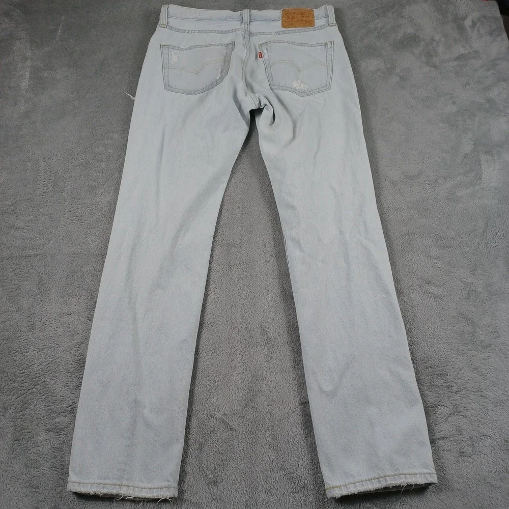Levis 511 Jeans Mens 33x32 Blue Denim‎ Slim Fit Distressed Pockets Cotton